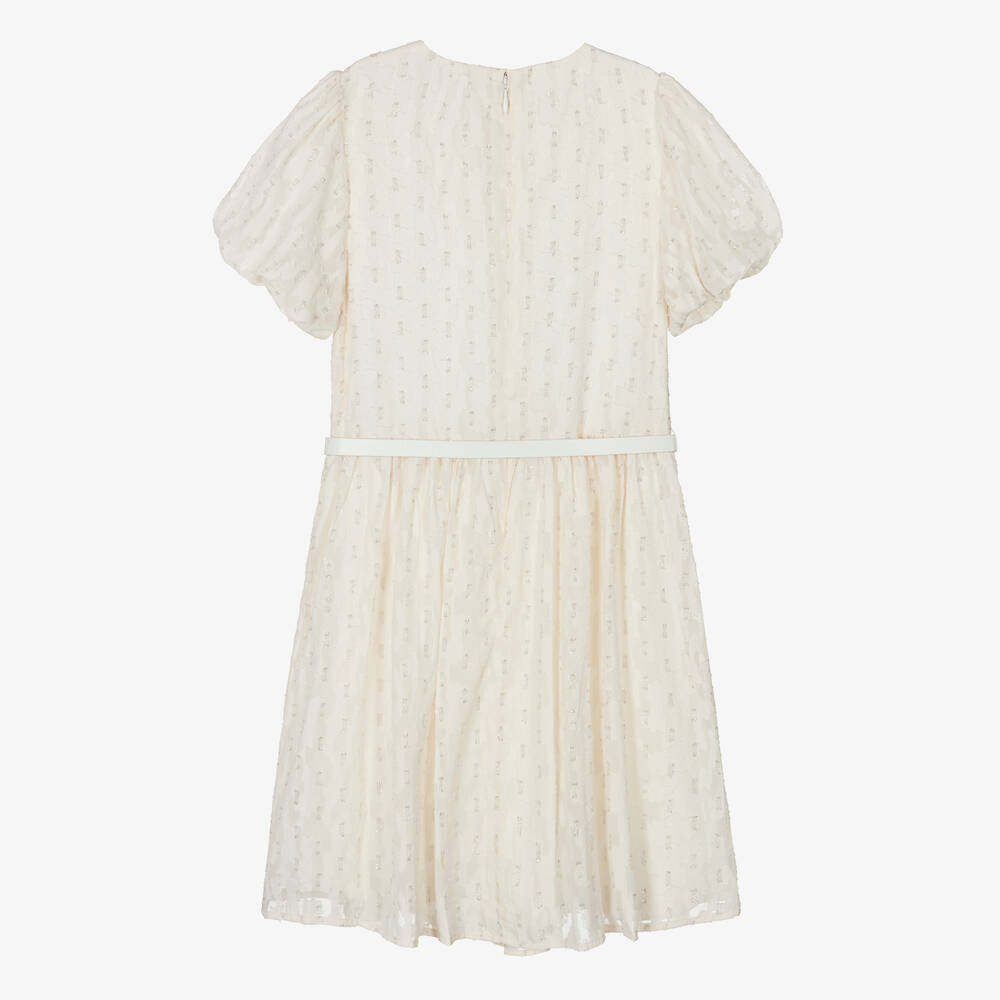 Guess-Teen Girls Ivory Jacquard Chiffon Dress | Childrensalon Outlet