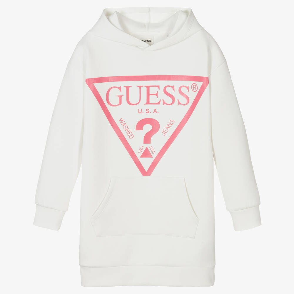 Guess - فستان هودي تينز قطن جيرسي لون عاجي | Childrensalon