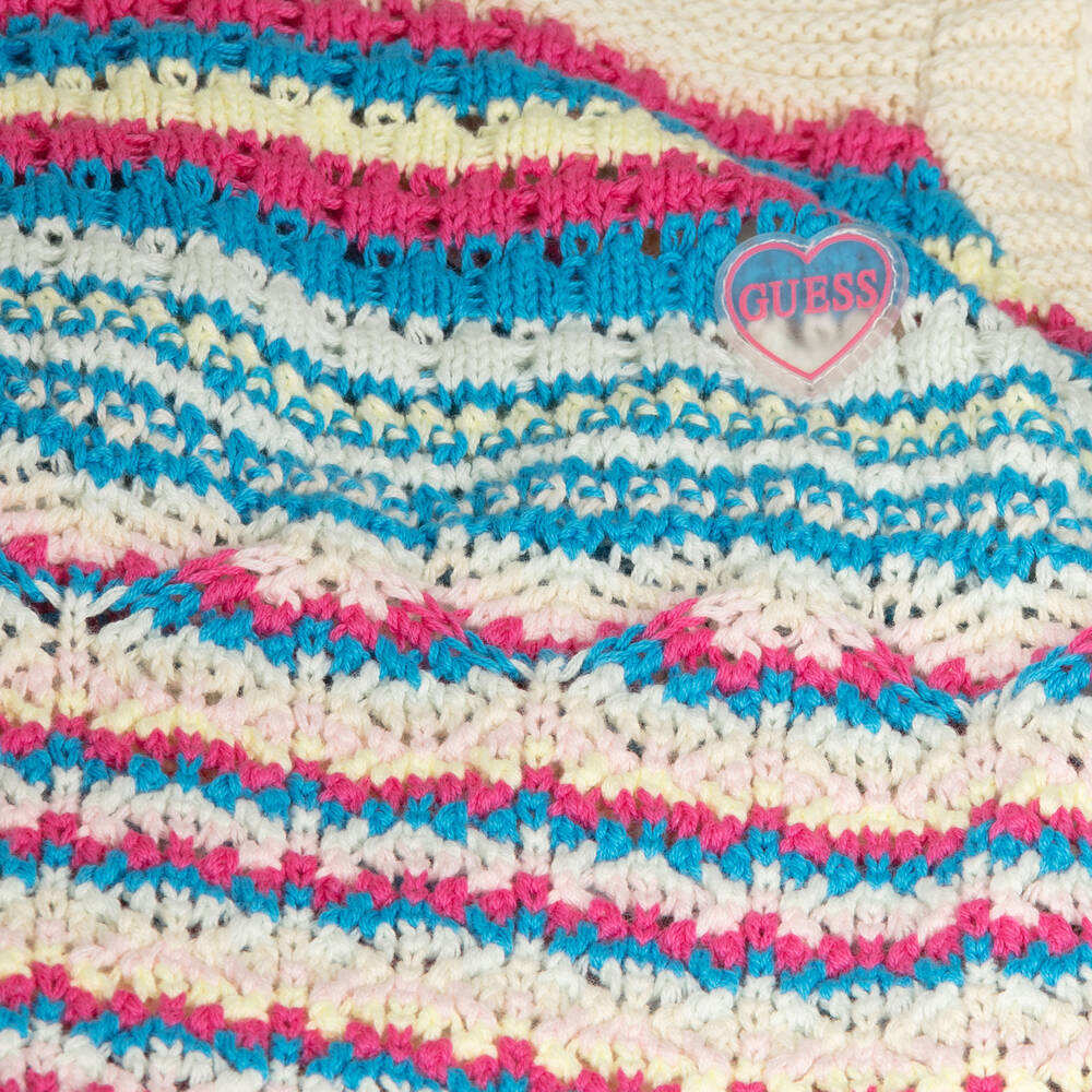 Guess-Teen Girls Ivory & Pink Cotton Crochet Top | Childrensalon Outlet