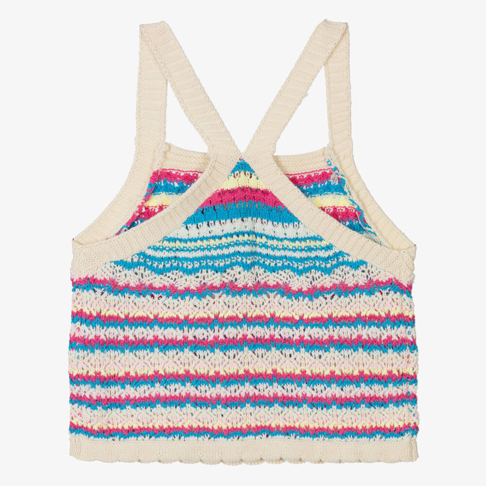 Guess-Teen Girls Ivory & Pink Cotton Crochet Top | Childrensalon Outlet