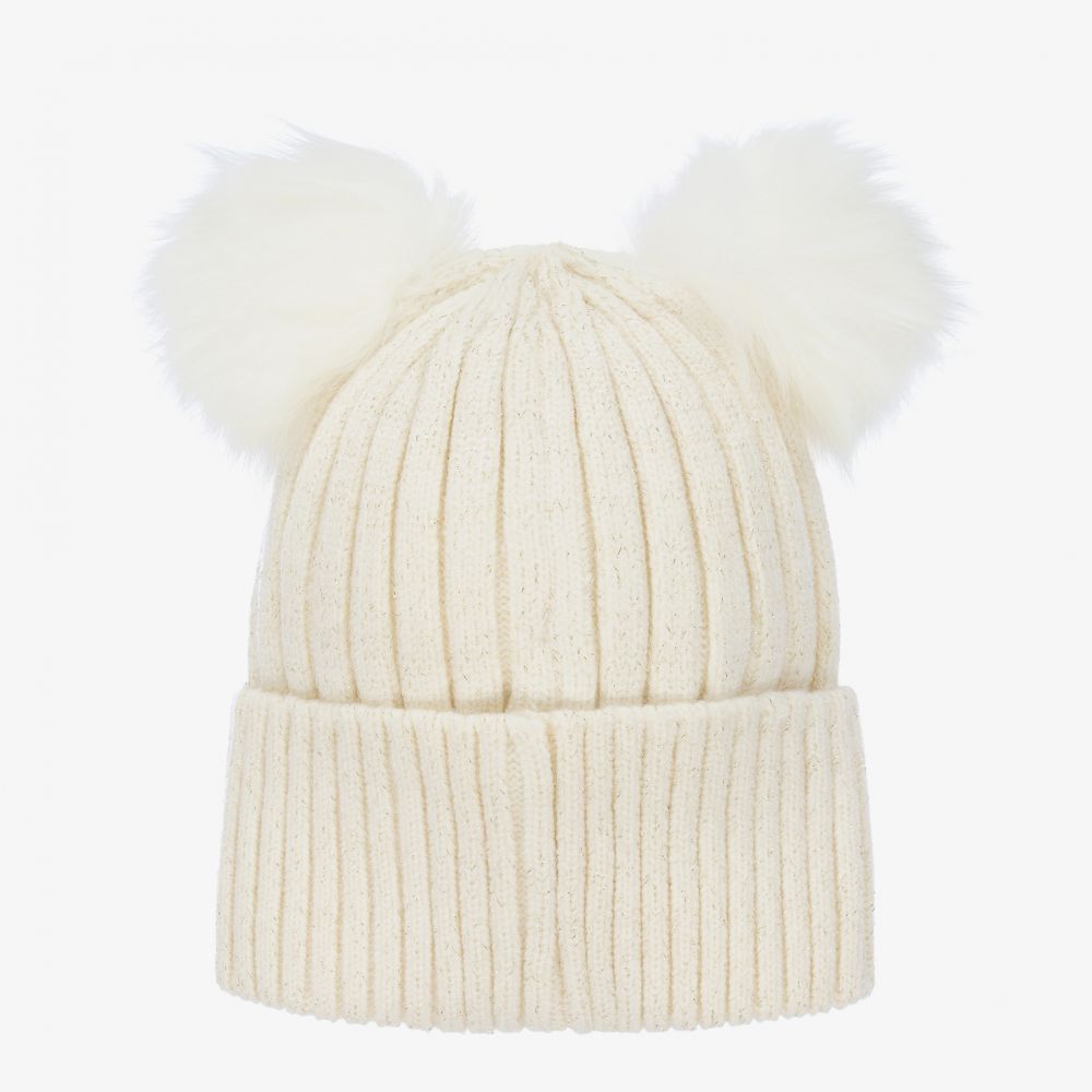 Guess Teen Girls Ivory Pom Pom Hat