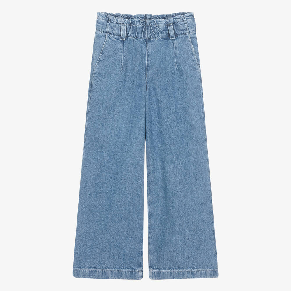 Guess-Teen Girls Mid-Blue Denim Wide Leg Jeans | Childrensalon Outlet