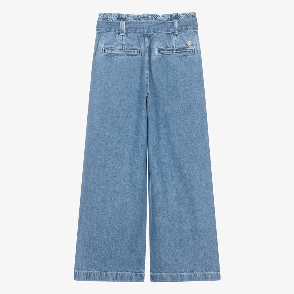 Guess-Teen Girls Mid-Blue Denim Wide Leg Jeans | Childrensalon Outlet