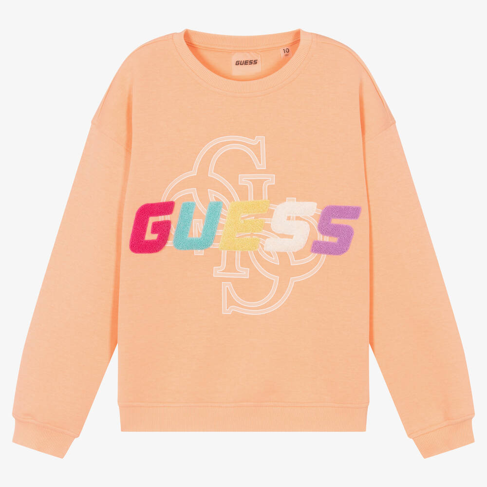 Guess - Teen Girls Pastel Orange Logo Sweatshirt | Childrensalon