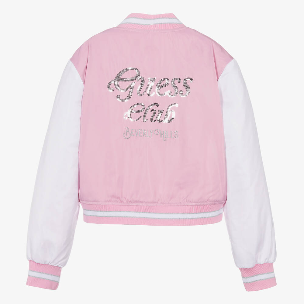 Guess pink bomber jacket hot sale
