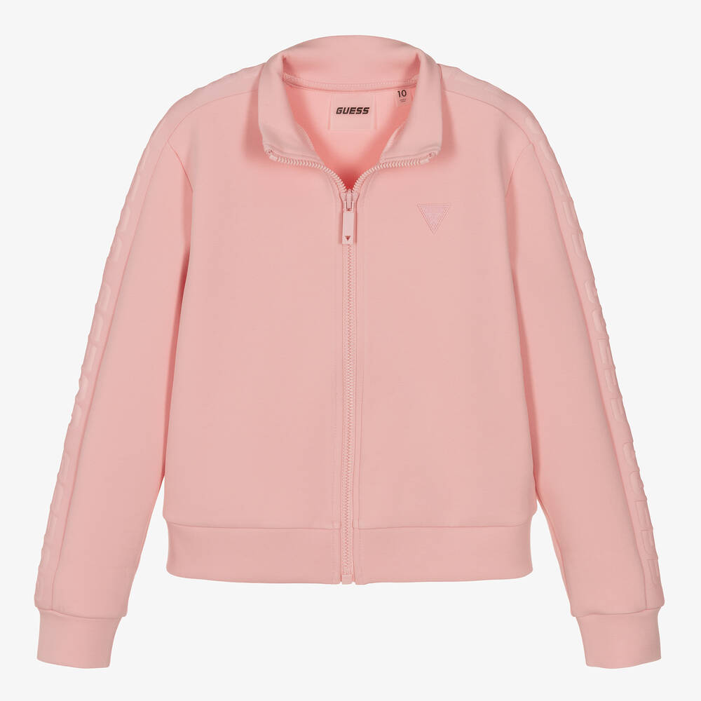 Guess-توب هودي قطن جيرسي لون زهري للمراهقات | Childrensalon Outlet