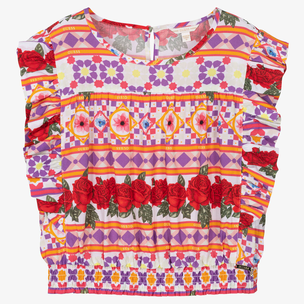 Guess-Teen Girls Pink Cropped Blouse | Childrensalon Outlet