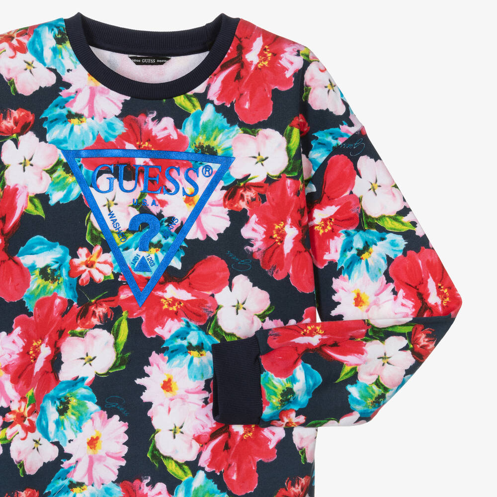 Guess Teen Girls Pink Floral Cotton Sweatshirt