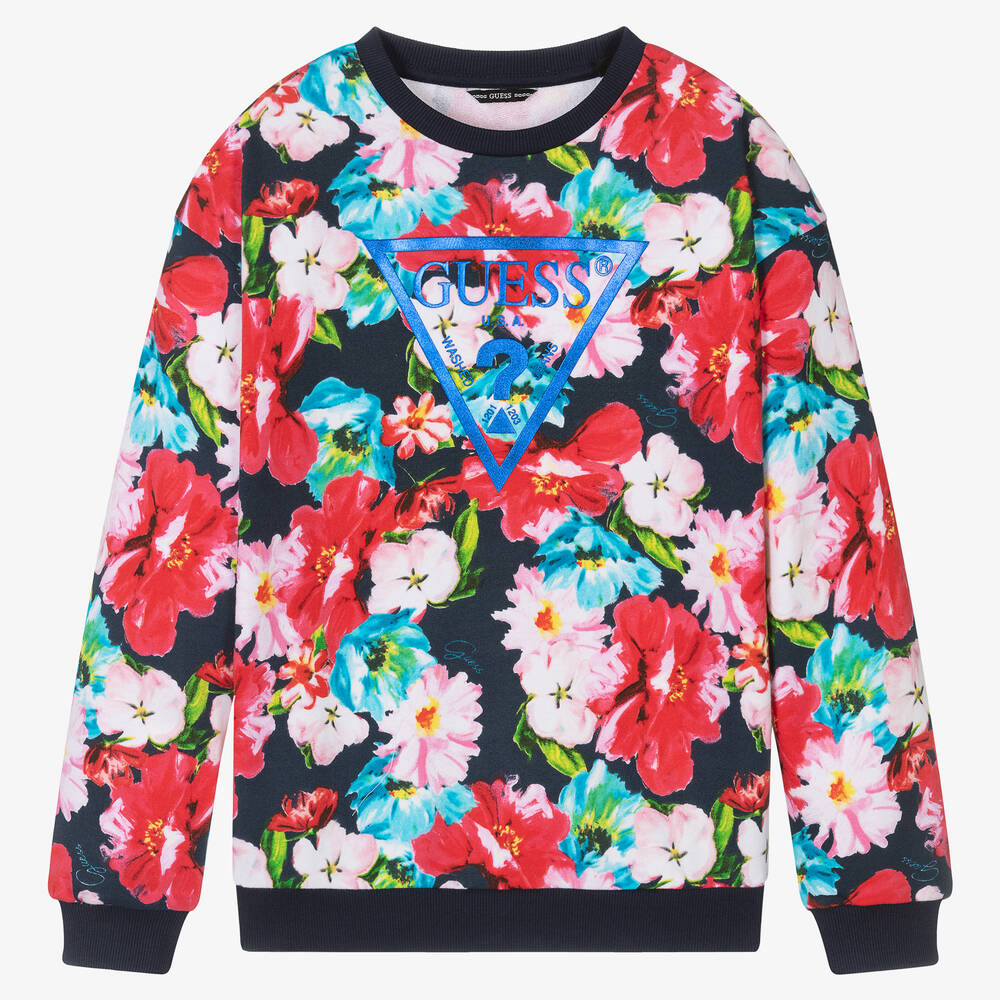 Guess - Teen Girls Pink Floral Cotton Sweatshirt | Childrensalon