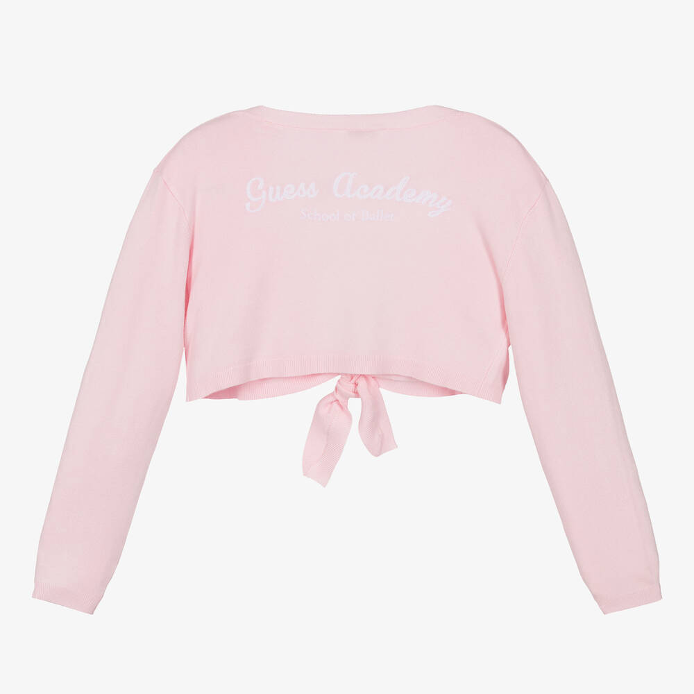 Guess-Teen Girls Pink Knitted Viscose Cardigan | Childrensalon Outlet