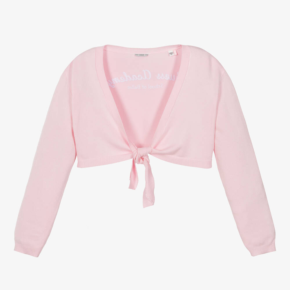 Guess-Teen Girls Pink Knitted Viscose Cardigan | Childrensalon Outlet