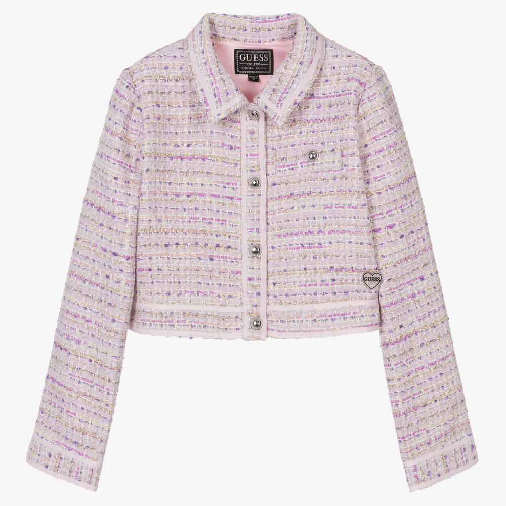 Guess-Teen Girls Pink & Lilac Tweed Jacket | Childrensalon Outlet
