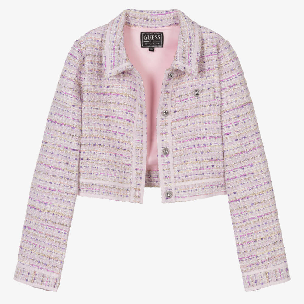 Guess-Teen Girls Pink & Lilac Tweed Jacket | Childrensalon Outlet