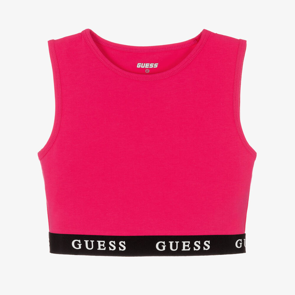 Guess - Teen Girls Pink Logo Crop Top | Childrensalon