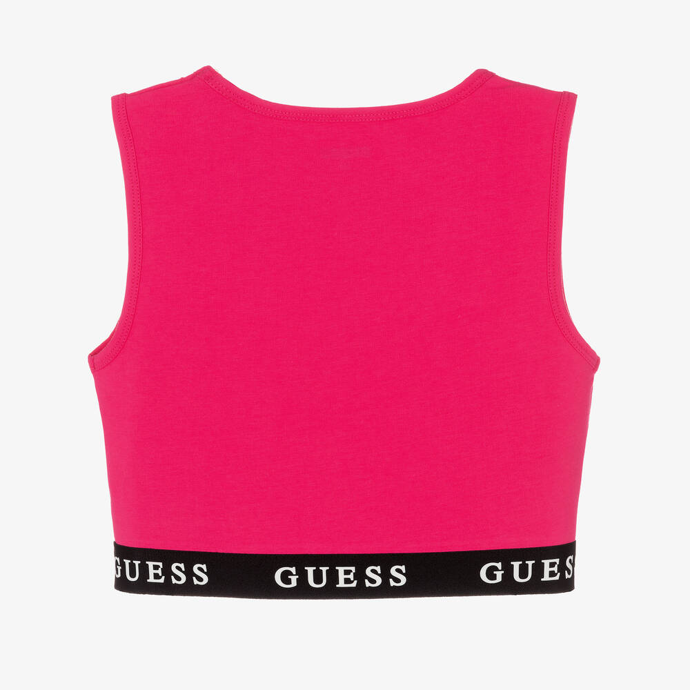 Guess Teen Girls Pink Logo Crop Top