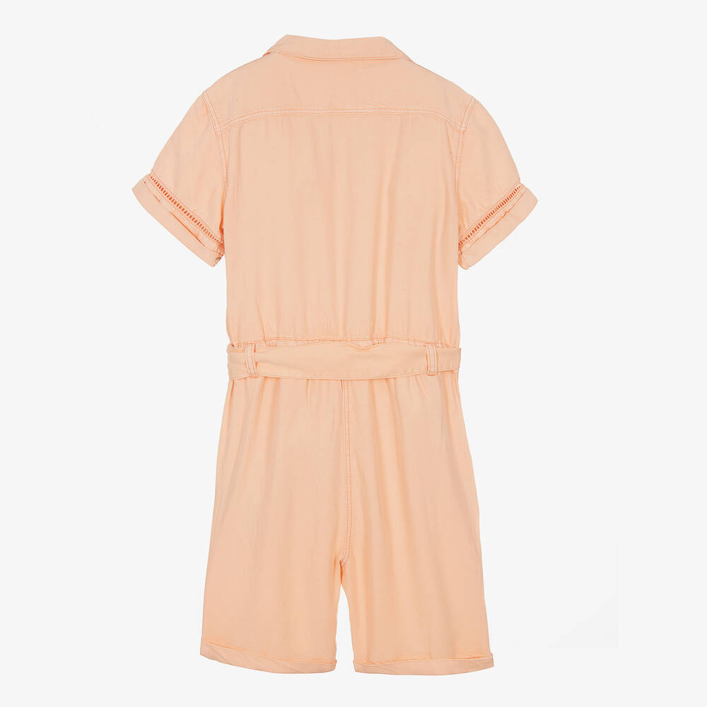 Guess-Розовый комбинезон из твила и лиоцелла | Childrensalon Outlet