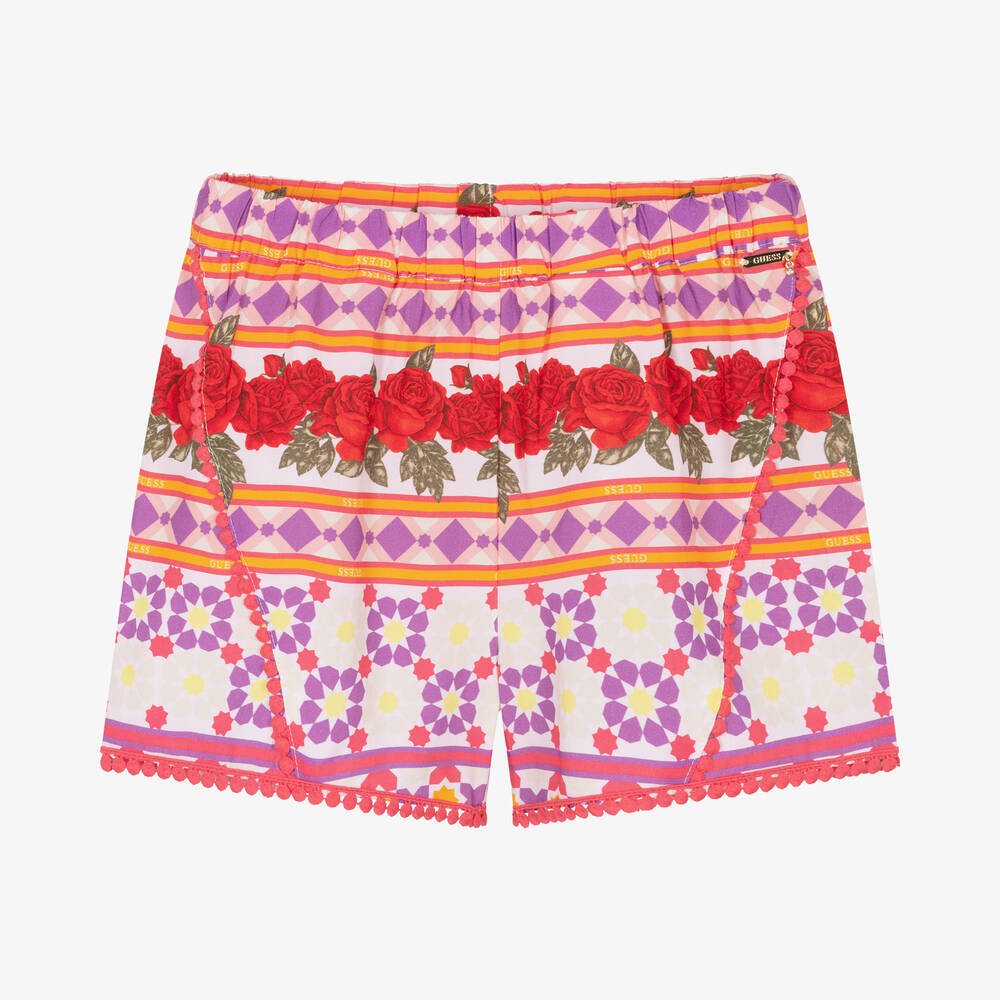 Guess - Teen Blumen-Shorts in Rosa & Orange | Childrensalon