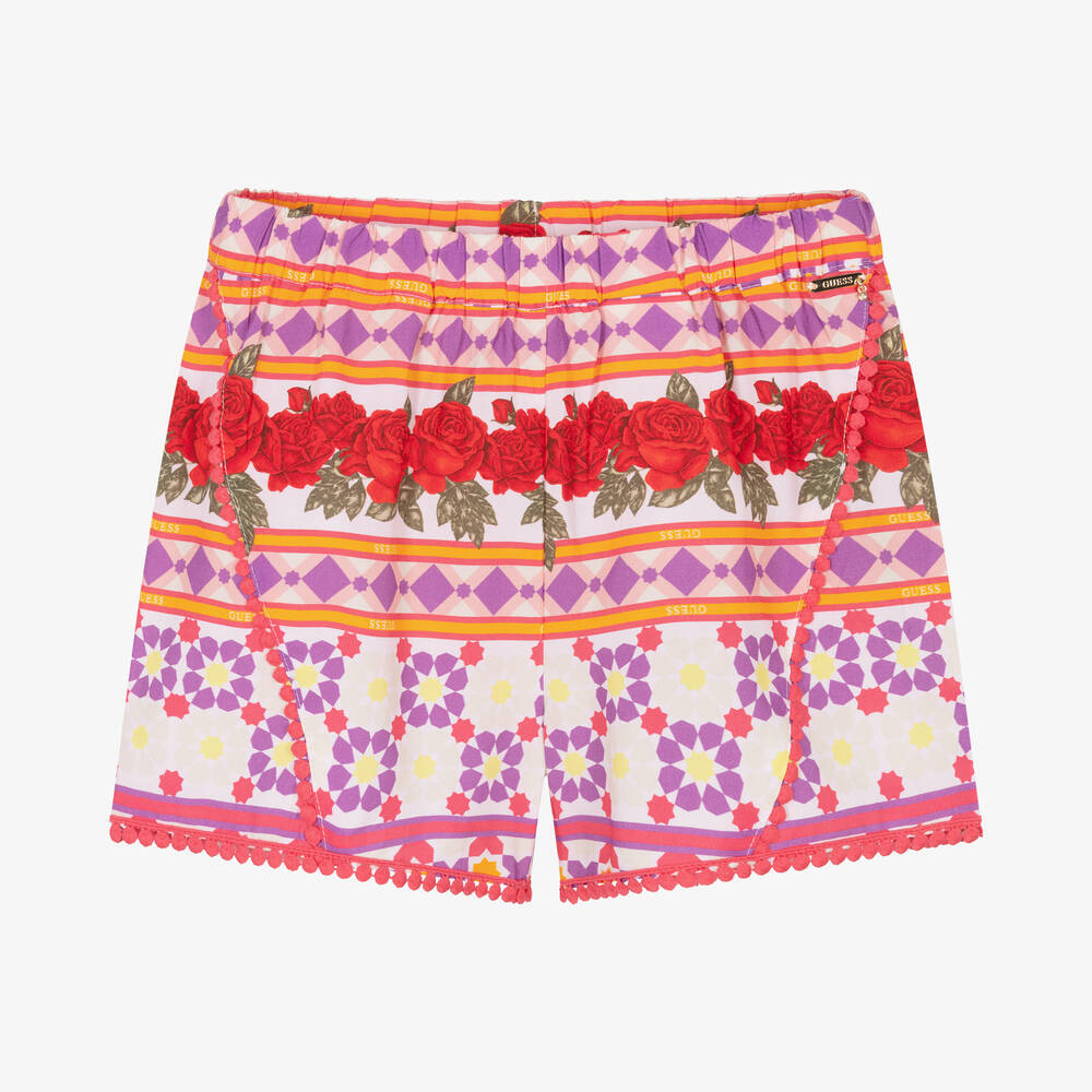 Guess - Short rose et orange à fleurs ado | Childrensalon