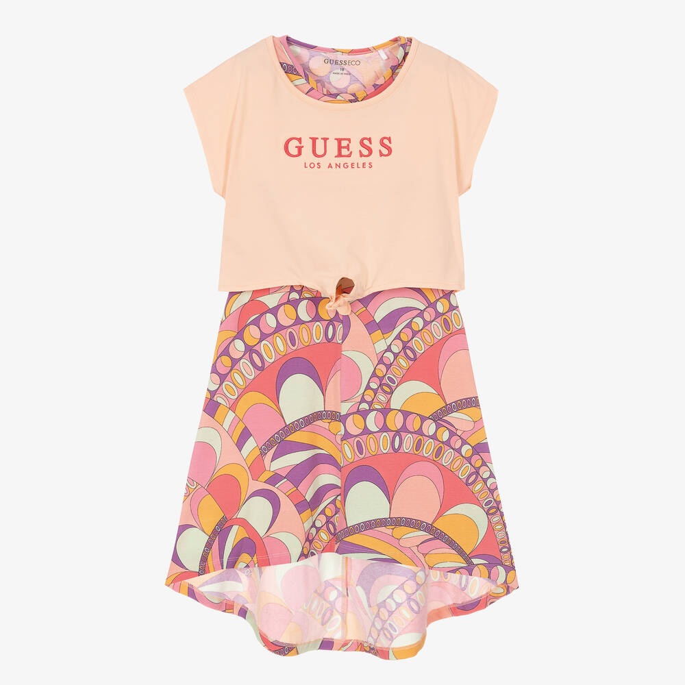 Guess - Розовая футболка и платье с принтом | Childrensalon
