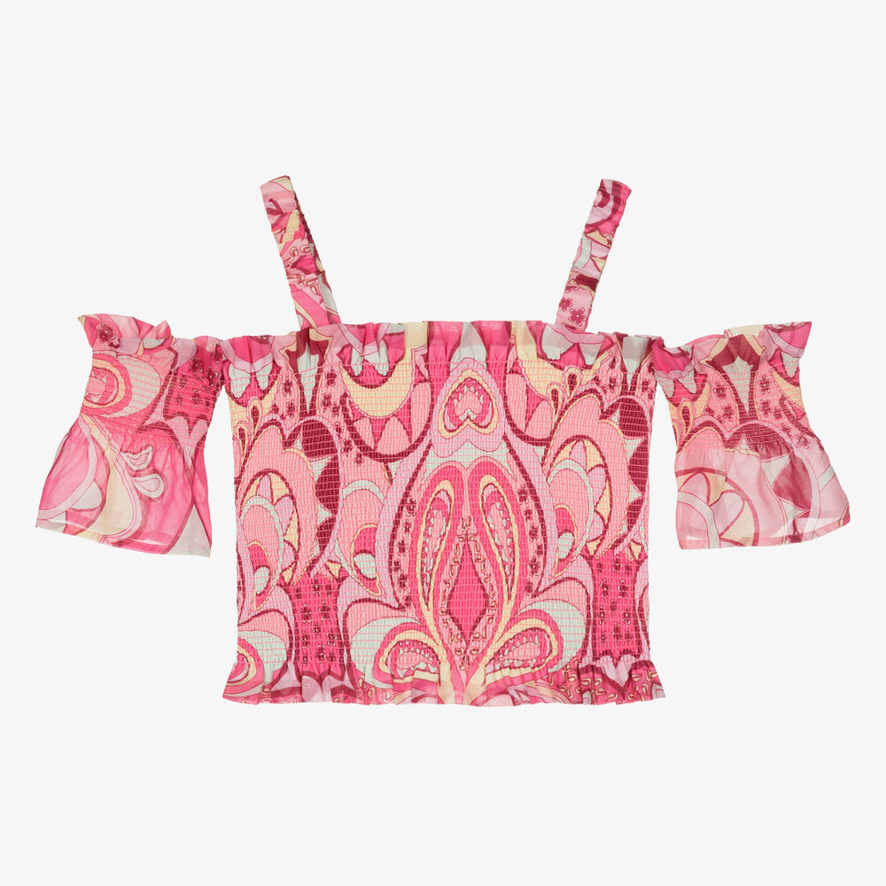 Guess-Teen Girls Pink Ruched Chiffon Top | Childrensalon Outlet