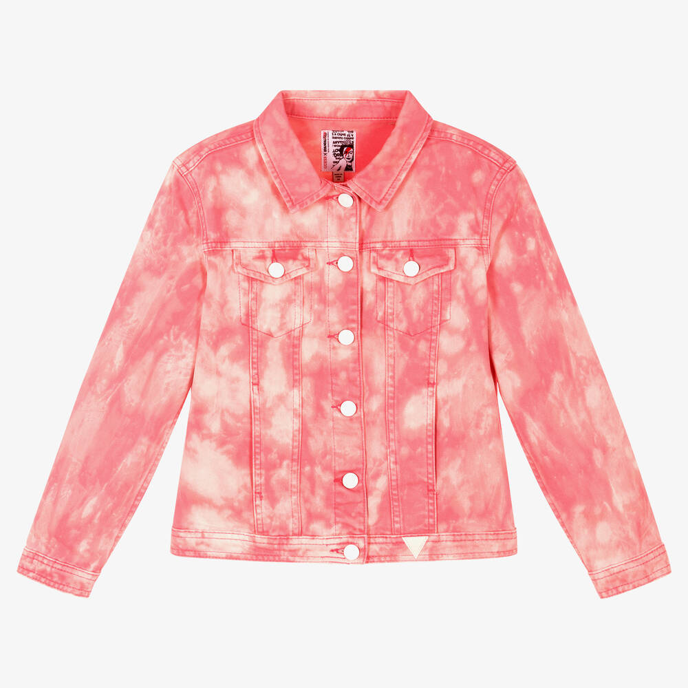 Guess - Розовая джинсовая куртка с эффектом тай-дай | Childrensalon