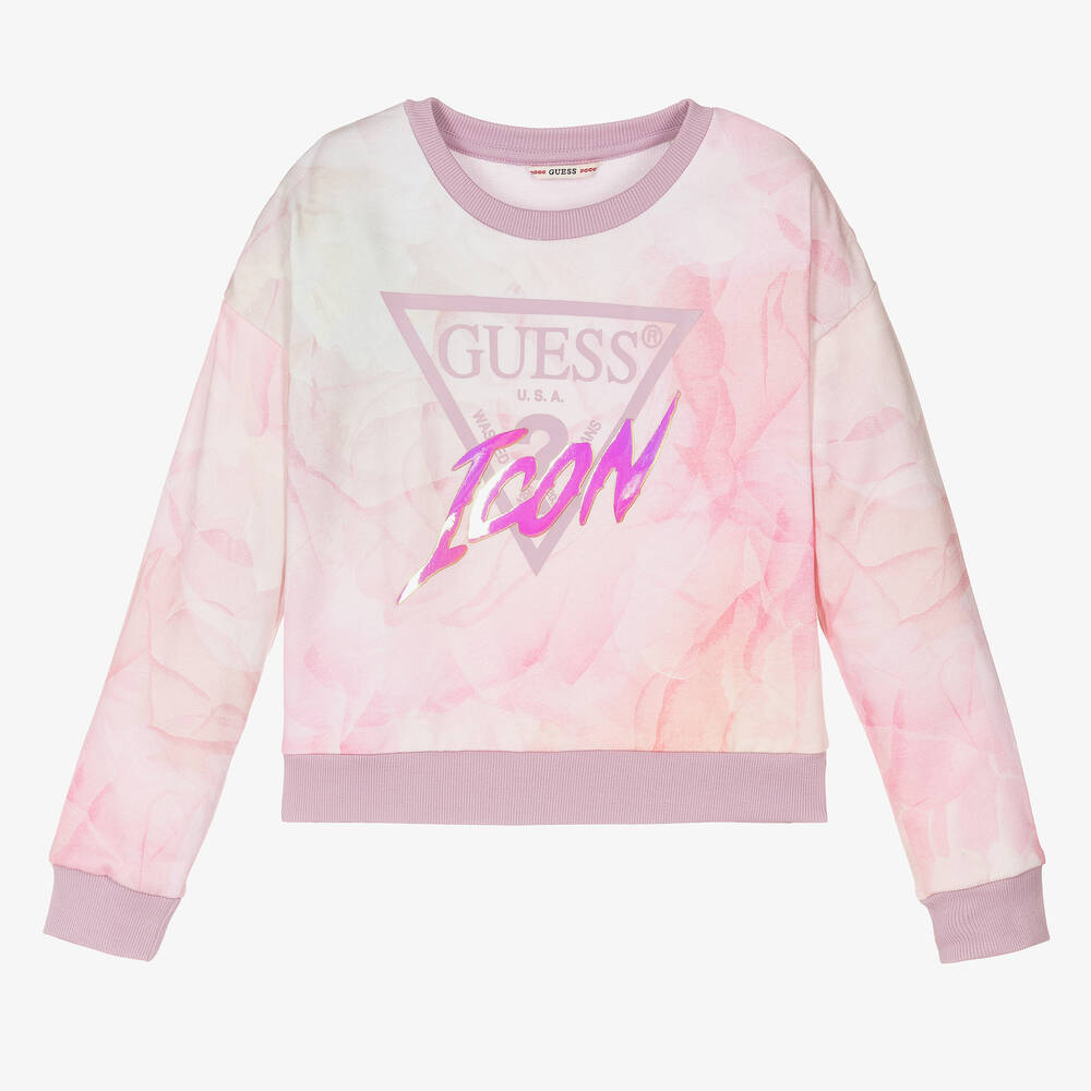 Pink guess sweatshirt hot sale