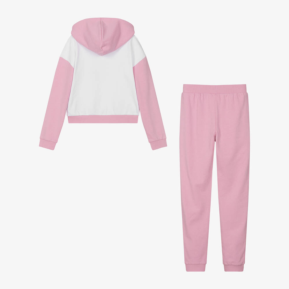 Guess Teen Girls Pink White Cotton Tracksuit
