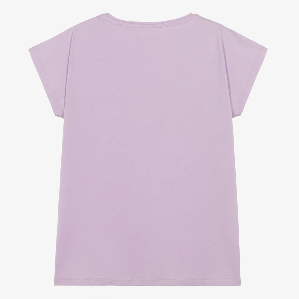 Guess-Teen Girls Purple Cotton Sequin T-Shirt | Childrensalon Outlet
