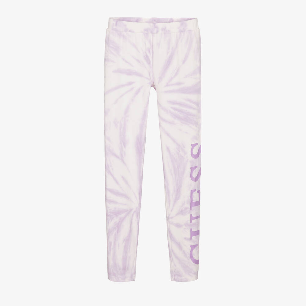 Guess - Teen Girls Purple Cotton Tie-Dye Leggings | Childrensalon