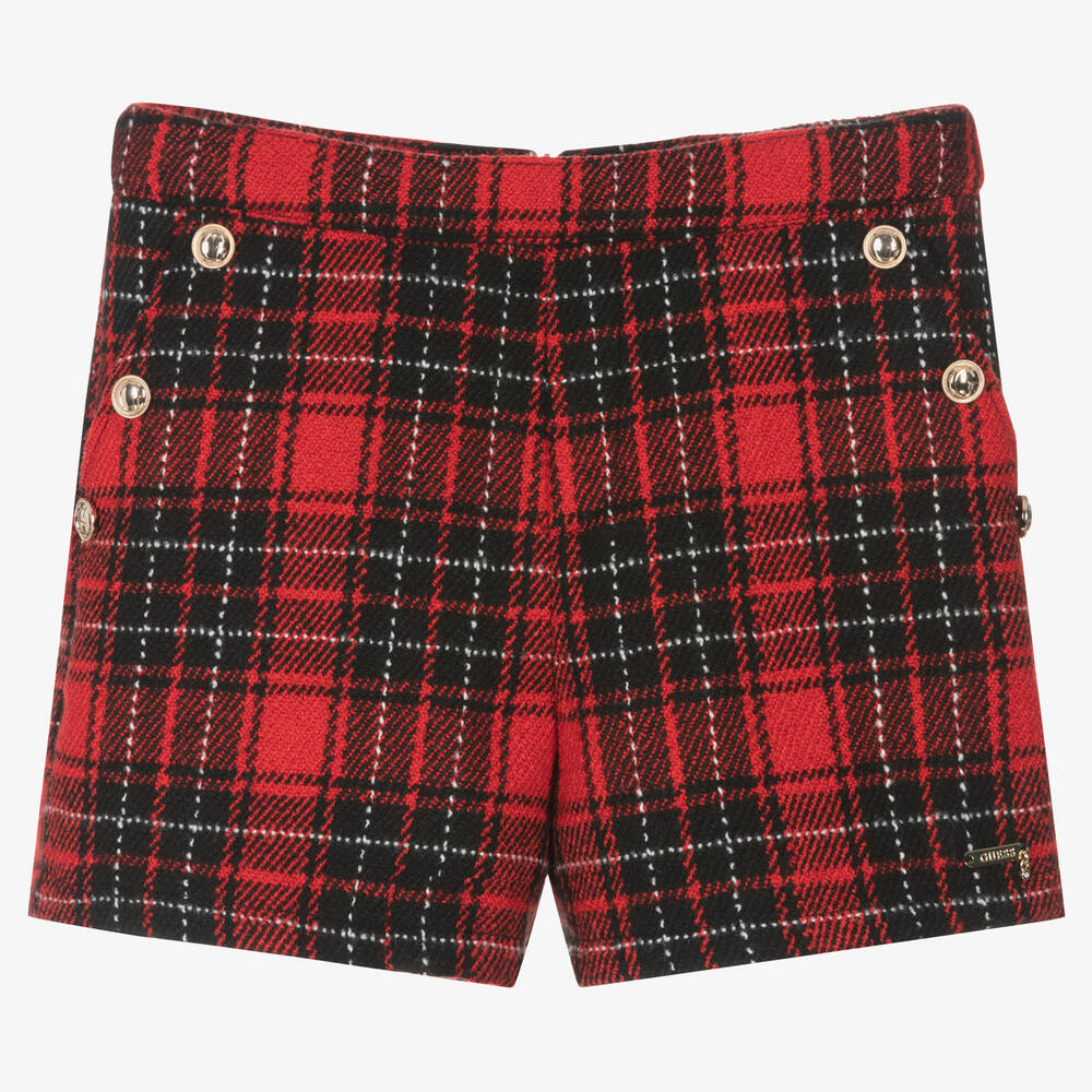Guess - Rote Teen Schottenkaro-Shorts (M) | Childrensalon
