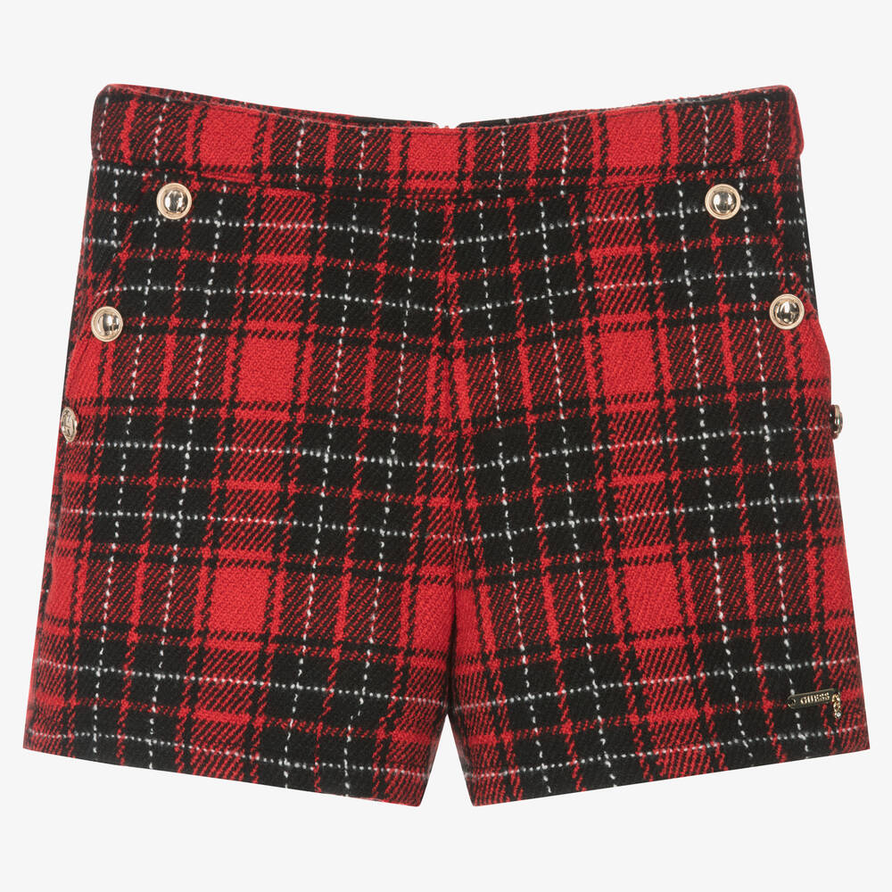 Guess - Teen Girls Red Tartan Shorts | Childrensalon