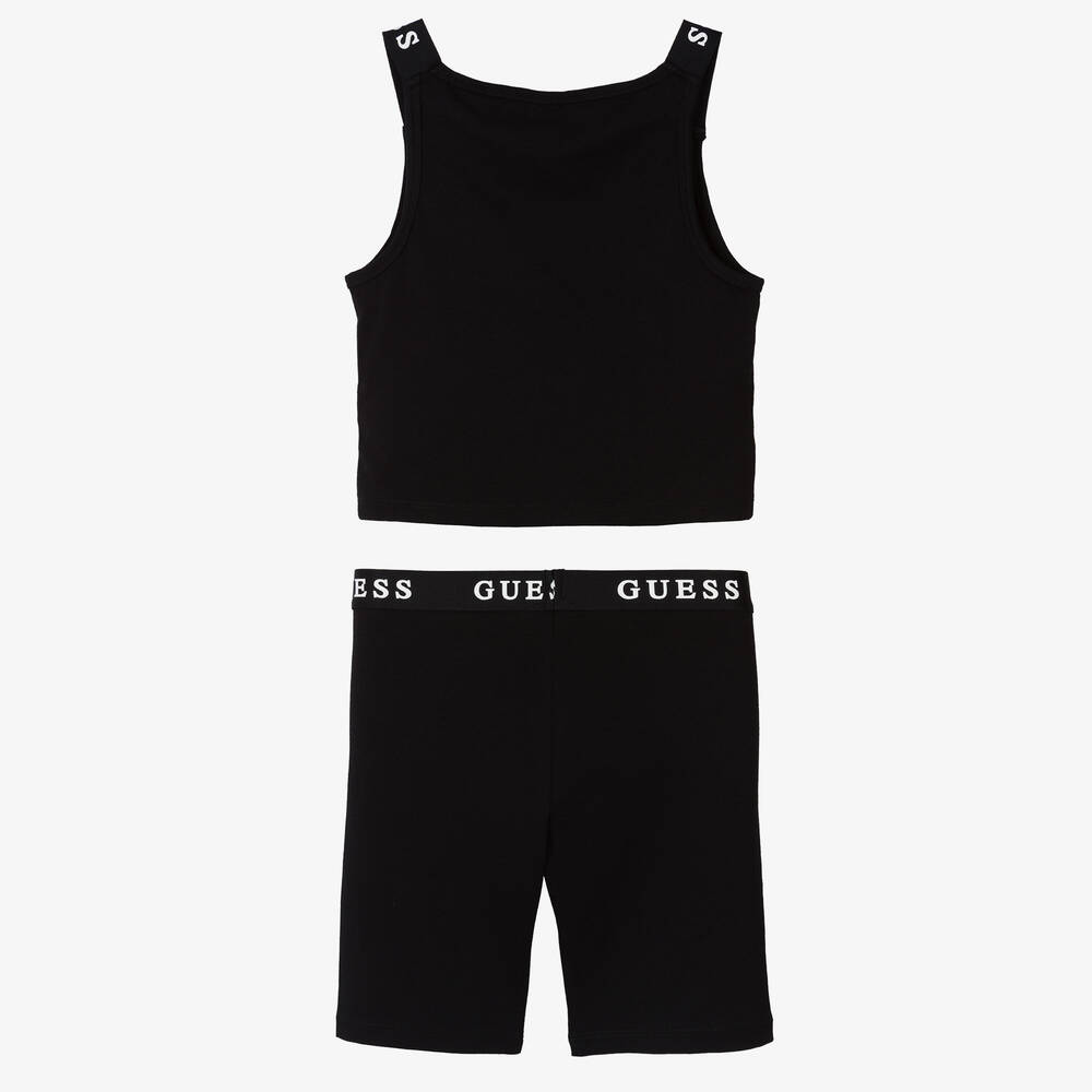 Guess-Teen Girls Sporty Black Cotton Shorts Set | Childrensalon Outlet