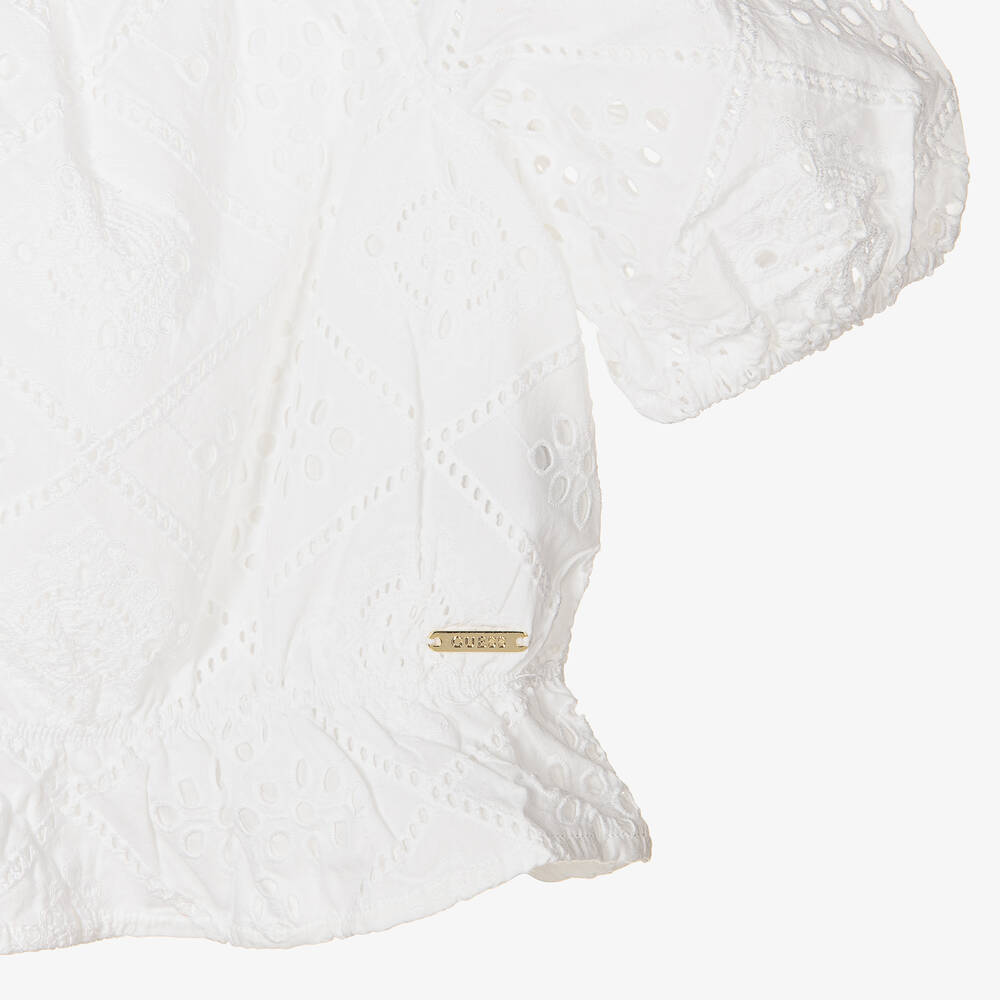 Guess-Teen Girls White Broderie Anglaise Blouse | Childrensalon Outlet