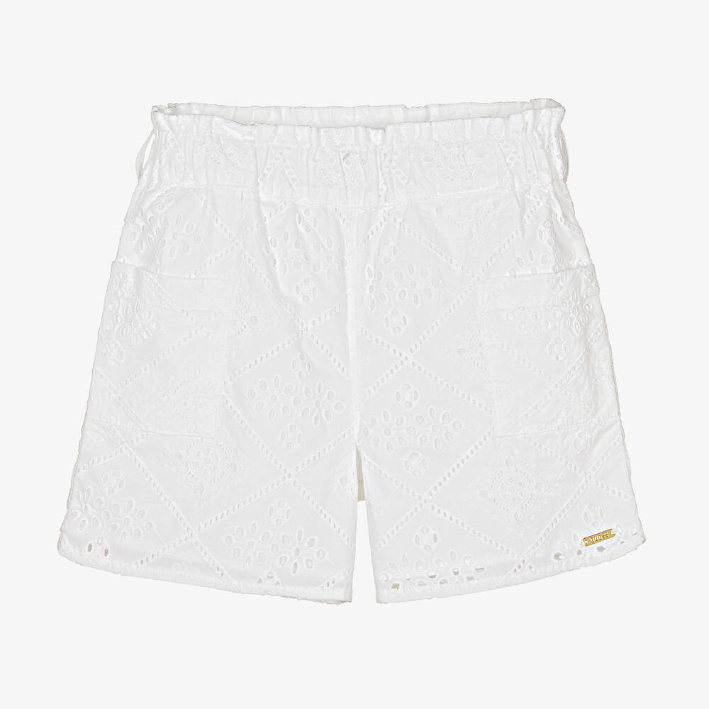 Guess-Teen Girls White Broderie Anglaise Shorts | Childrensalon Outlet