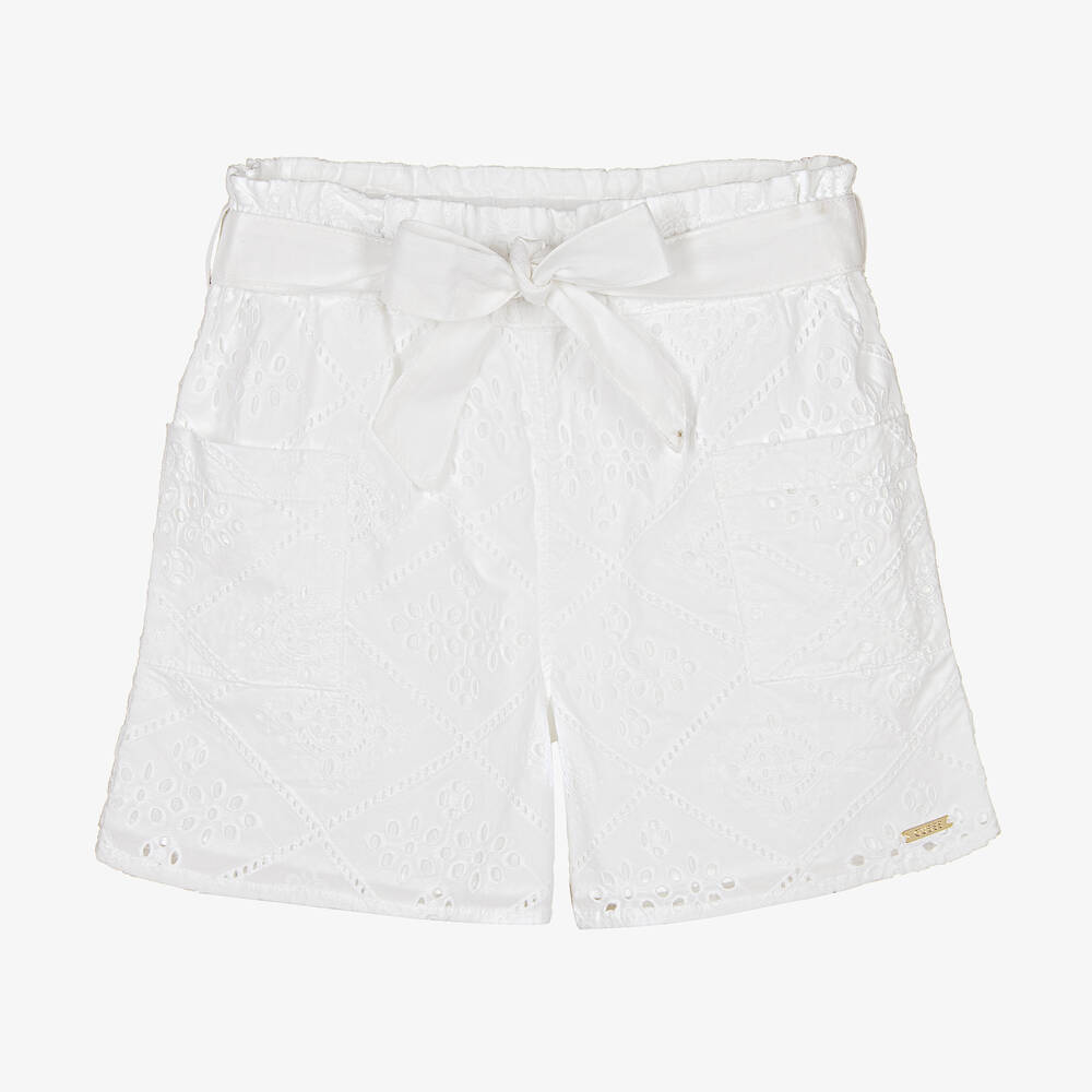 Guess - Weiße Teen Shorts mit Lochstickerei | Childrensalon