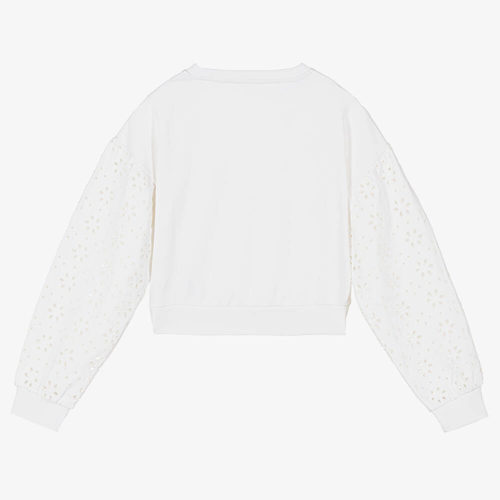 Guess-Белый свитшот с вышивкой английской гладью | Childrensalon Outlet