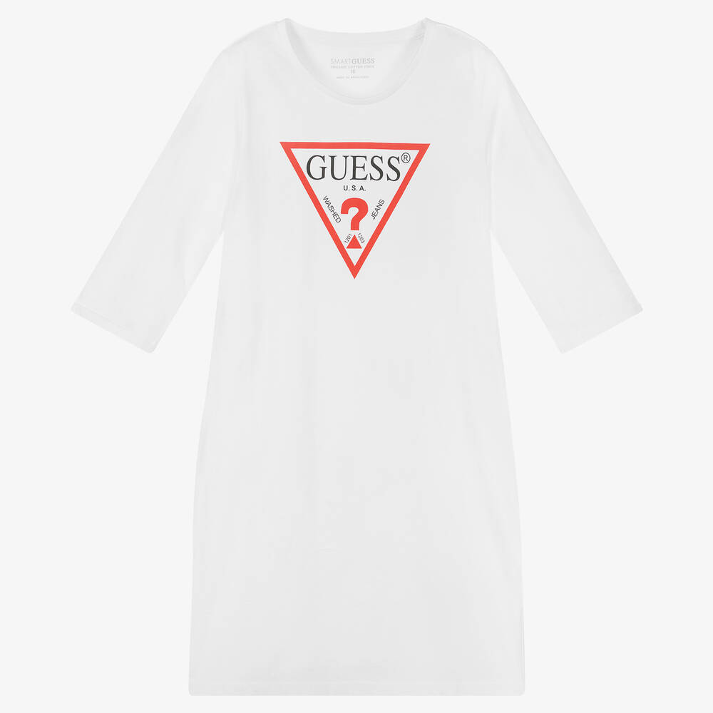 Guess - Teen Girls White Cotton Dress | Childrensalon