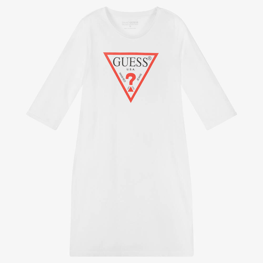 Guess - Белое хлопковое платье для девочек-подростков | Childrensalon