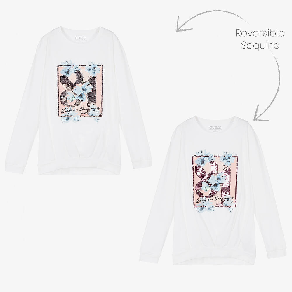 Guess-Teen Girls White Cotton Top | Childrensalon Outlet