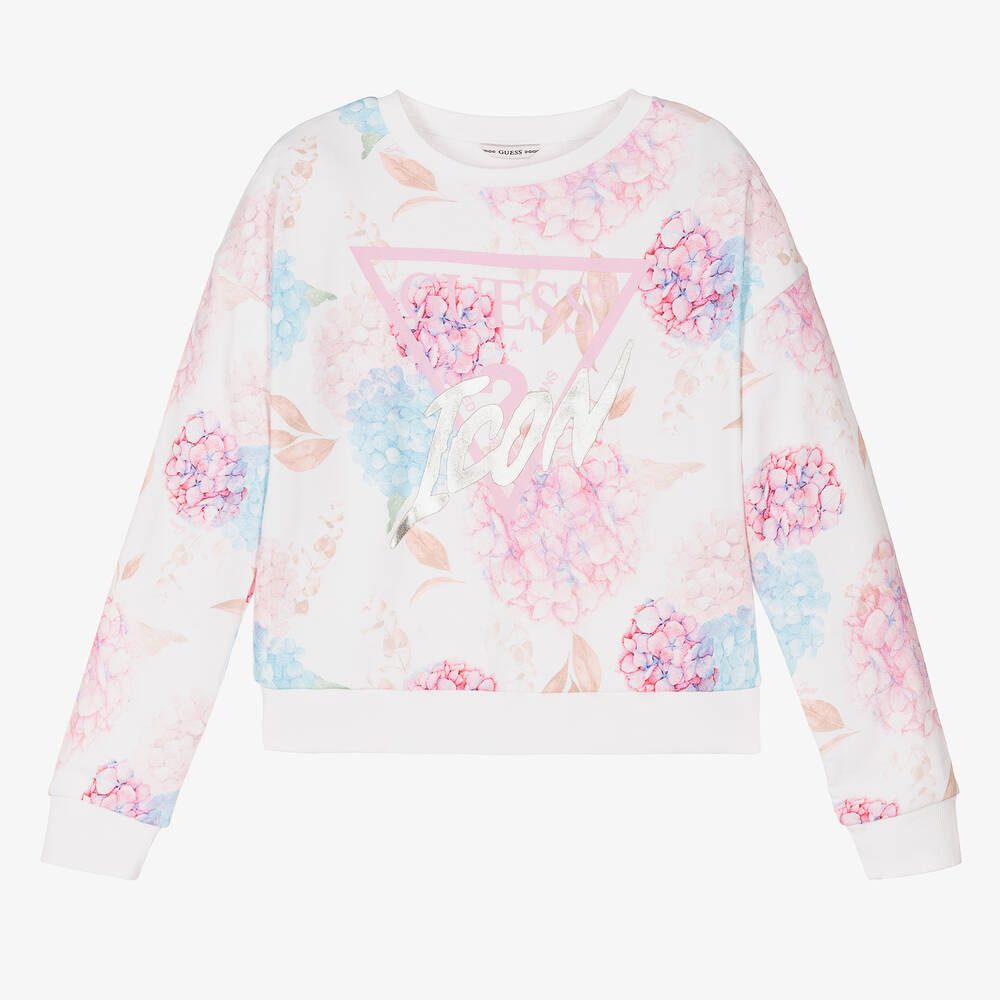 Guess-Белый свитшот с цветами | Childrensalon Outlet