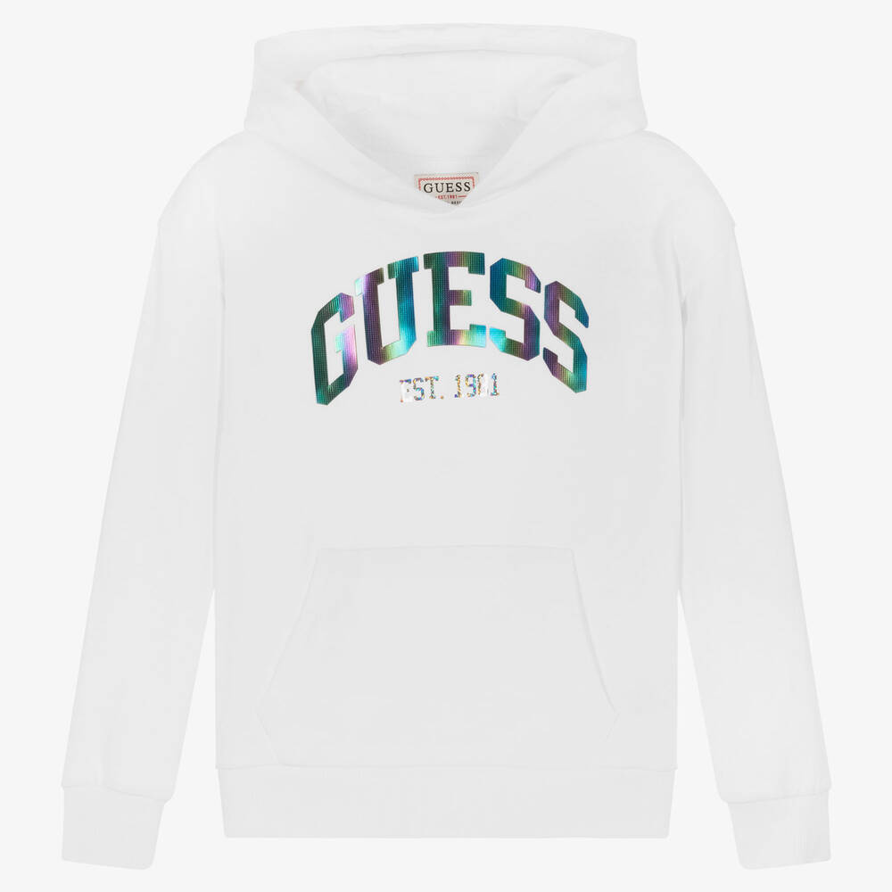 Guess - Teen Girls White Logo Hoodie | Childrensalon