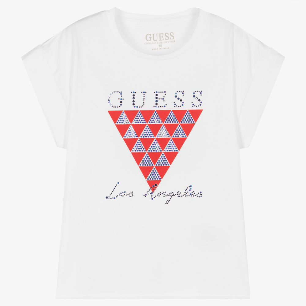 Guess - Teen Girls White Logo T-Shirt | Childrensalon