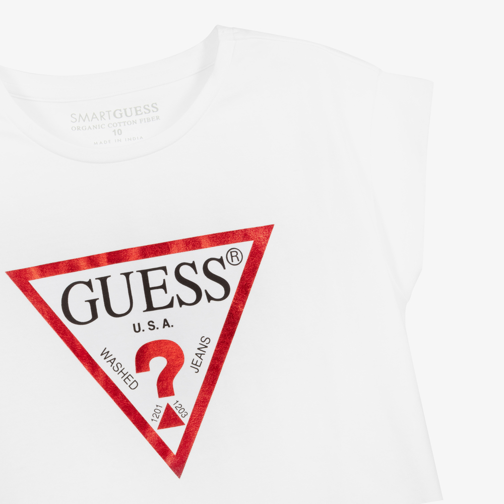 Guess-Белая футболка для подростков | Childrensalon Outlet