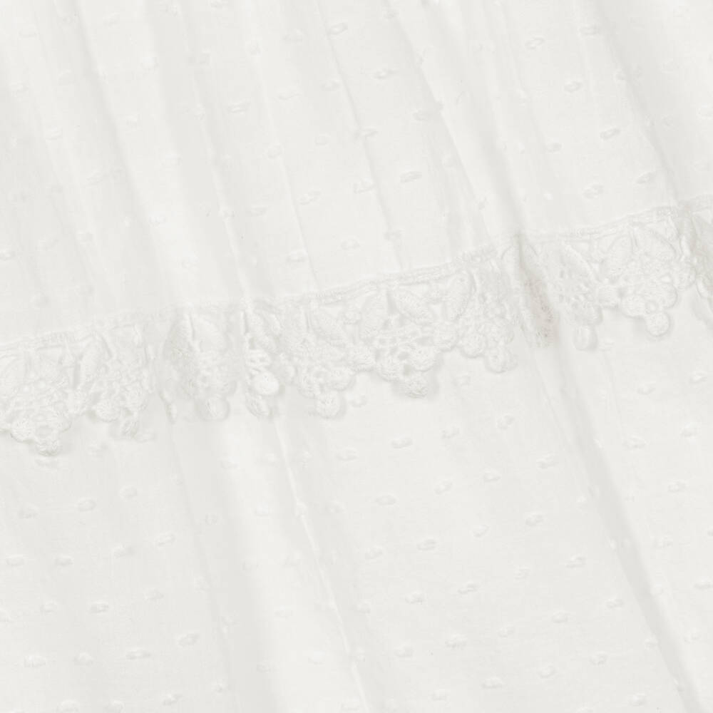 Guess-فستان تينز بناتي قطن بلوميتي فوال لون أبيض | Childrensalon Outlet