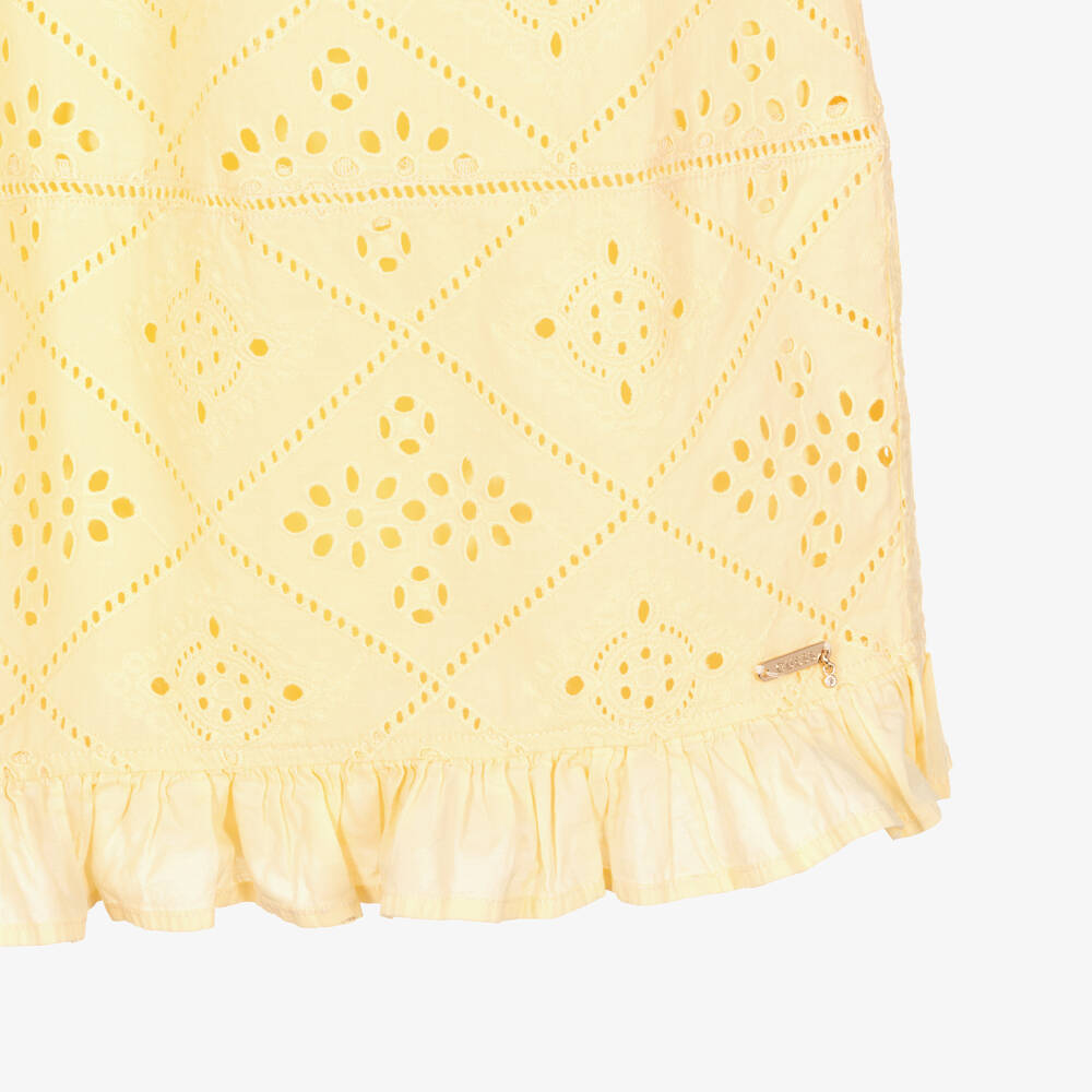 Guess-Teen Girls Yellow Broderie Anglaise Dress | Childrensalon Outlet