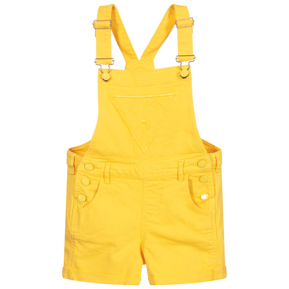 Yellow short dungarees hot sale