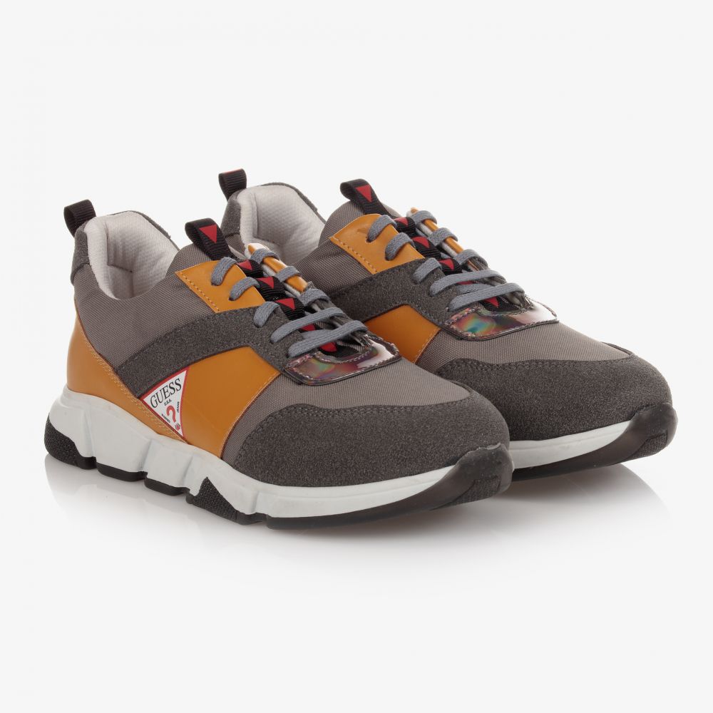 Guess - Teen Grey & Yellow Trainers | Childrensalon