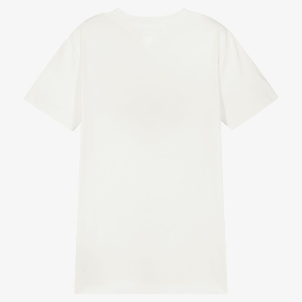 Guess-Teen Ivory Logo T-Shirt | Childrensalon Outlet