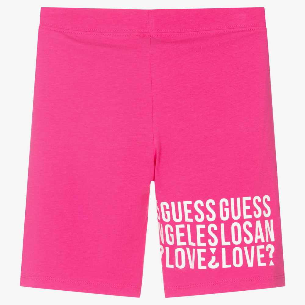Guess-شورت تينز بناتي قطن عضوي جيرسي لون زهري فوشيا | Childrensalon Outlet