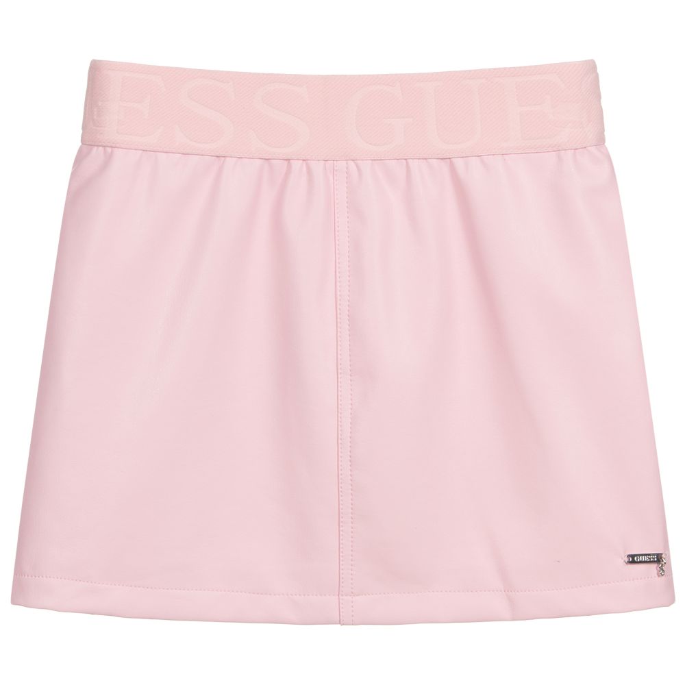 Guess Teen Pink Faux Leather Skirt, Pink Faux Leather
